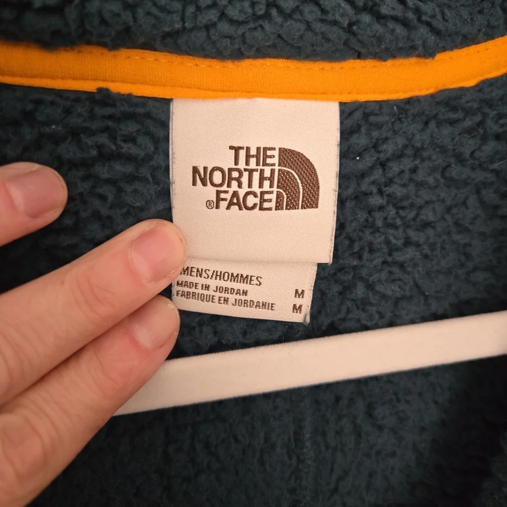 The North Face Fleece Full Zip Jacket, Hunter green purple and orange Size M